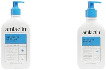 AmLactin Intensive Healing Body Lotion for Dry Skin - 14.1 oz and 7.9 oz Pump Bottles - 2-in-1 Exfoliator & Moisturizer with Ceramides & 15% Lactic Acid by AmLactin