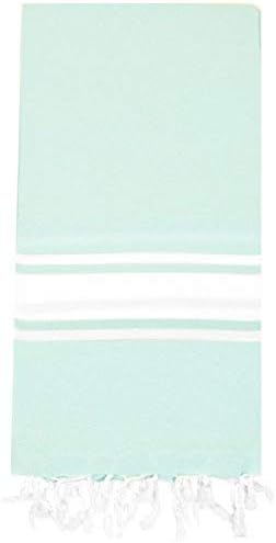 Prewashed | Soft Original Turkish Cotton Bath Towel | Beach Towel | Hammam Yoga Gym Towel | Pestemal 60x80 Inches (Mint)