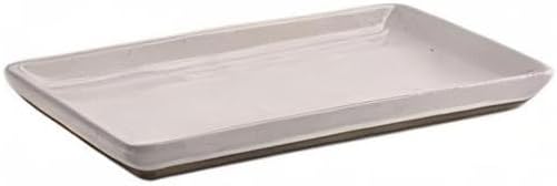 Sweet Water Decor Stoneware Tray for Home - Cream Speckled | Kitchen and Bathroom Dispenser Holder | Jewelry Dish | Glass Soap Holder for Bottles | Long Plate for Counter Tops | Vanity Decor