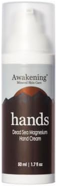 Awakening HANDS, Magnesium-rich, Travel Size Hand Therapy Cream. Helps to heal dry, cracked fingers, nails & cuticles, Vegan skincare [50ml/1.75oz] by AwakeningMineralSkinCare
