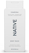 Native Clean Body Wash, Gentle & pH-balanced for Sensitive Skin, 24-Hr Freshness for Men & Women, Vegan & Cruelty-Free, Free of Sulfates & Parabens, Charcoal, 18 fl oz by Native