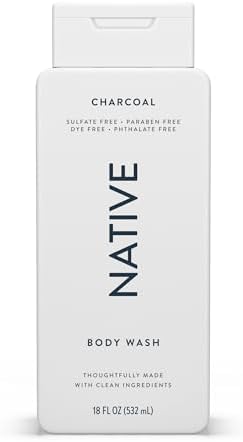 Native Clean Body Wash, Gentle & pH-balanced for Sensitive Skin, 24-Hr Freshness for Men & Women, Vegan & Cruelty-Free, Free of Sulfates & Parabens, Charcoal, 18 fl oz by Native