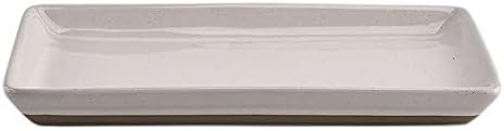 Sweet Water Decor Stoneware Tray for Home - Cream Speckled | Kitchen and Bathroom Dispenser Holder | Jewelry Dish | Glass Soap Holder for Bottles | Long Plate for Counter Tops | Vanity Decor