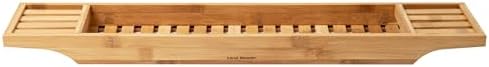 Mind Reader Bathtub Tray, Shower Organizer, Bathroom Accessory, Wood Tray, Rayon from Bamboo, 27.5" L x 5.75" Wx 1.75" H, Brown - Image 4