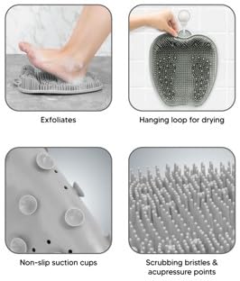 ZENVY Foot Silicone Foot Scrubber Massage Mat Set for Soothing At-Home Relaxation (Foot Scrubber Mat)