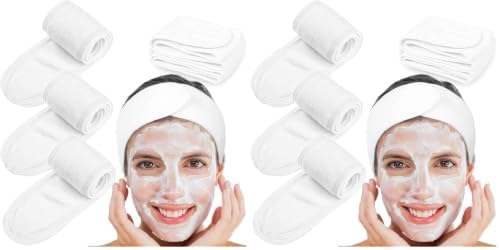 Whaline Spa Headband 4 Pcs White Makeup Hair Band Facial Head Wrap Hair Tie (Pack of 2) by Whaline