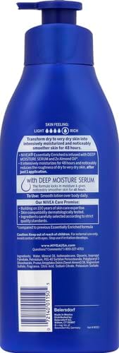 NIVEA Essentially Enriched Body Lotion for Very Dry Skin with Hyaluronic Acid, Almond Oil and Deep Nourishing Serum, 72-Hour Body Moisturizer, 16.9 Fl Oz Pump Bottle (Pack of 2) - Image 3
