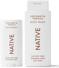 Native Aluminum Free Deodorant & Body Wash Bundle Contains Naturally Derived Ingredients, For Women & Men, Coconut & Vanilla Scent, 2.65 oz & 18 oz (Pack of 2) by Native