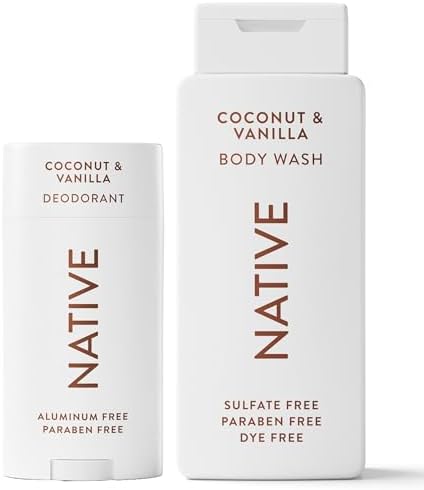 Native Aluminum Free Deodorant & Body Wash Bundle Contains Naturally Derived Ingredients, For Women & Men, Coconut & Vanilla Scent, 2.65 oz & 18 oz (Pack of 2) by Native