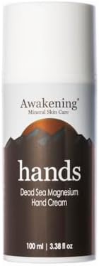 Awakening Hands - Magnesium-Rich Hydrating Hand Cream - Moisturizing Hand Lotion with Myrrh [100ml/3.38 oz - Countertop Airless Pump] by AwakeningMineralSkinCare