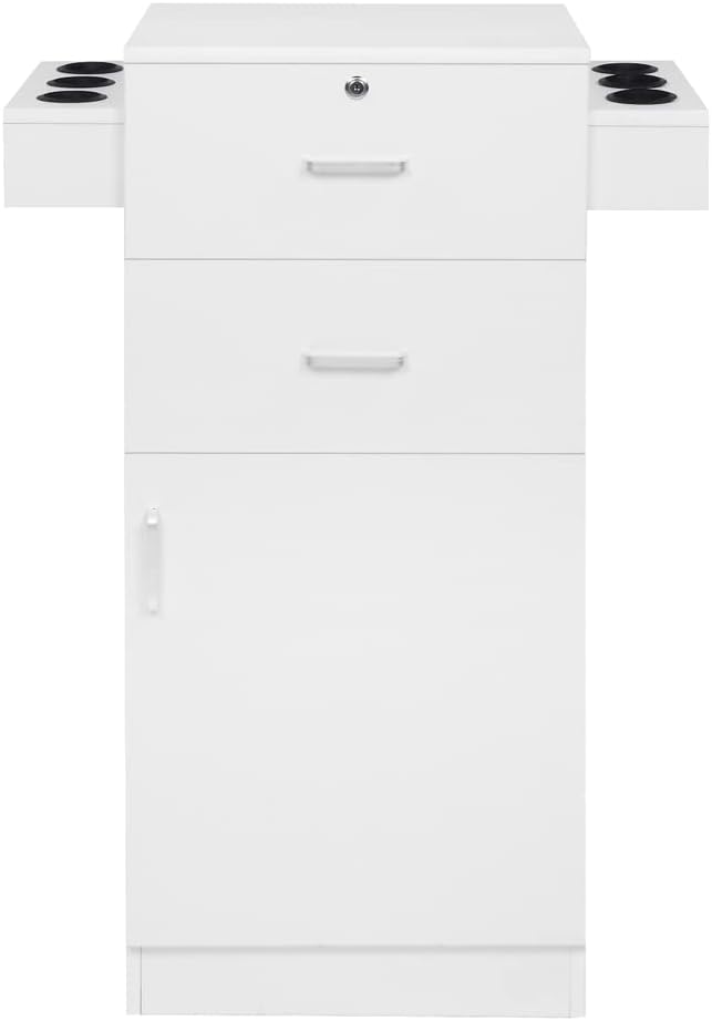 Modern Styling Station for Hair Stylist,Wooden Hair Salon Station Storage Cabinet,Beauty Salon Storage Equipment,Beauty Spa Tool Organizer,with Drawers,for Barber Shop, Home, Bathroom (White)