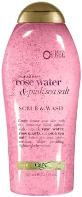 OGX Sensitive + Rose Water & Pink Sea Salt Body Scrub, 19.5 fl oz by OGX