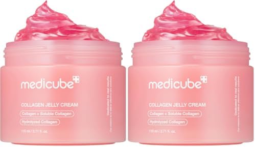 medicube Jelly Cream with Collagen, Niacinamide | Freeze-Dried Hydrolyzed Collagen for Skin Barrier Hydration & 24H Glow | Plumper, Firmer looking skin | 3.71 fl.oz (Pack of 2) by medicube