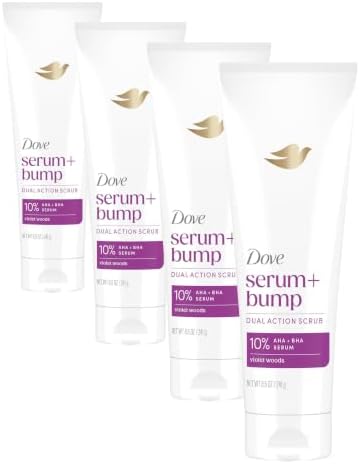 Dove KP Bump Body Scrub with 10% AHA & BHA For Rough Bumpy Skin, Violet Woods Scent, 8.5 Ounce (Pack of 4) by Dove