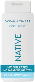 Native Body Wash Contains Naturally Derived Ingredients | For Women & Men, Sulfate, Paraben, & Dye Free Leaving Skin Soft and Hydrating | Ocean & Timber 18 oz - 2 Pk by Native