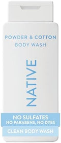 Native Clean Body Wash, Gentle & pH-balanced for Sensitive Skin, 24-Hr Freshness for Men & Women, Vegan & Cruelty-Free, Free of Sulfates & Parabens, Powder & Cotton, 18 fl oz by Native