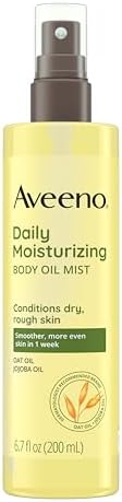 Aveeno Daily Moisturizing Body Oil Mist with Oat Oil and Jojoba Oil for Rough, Dry, Sensitive Skin, Nourishing Body Spray for Smoother, More Even Skin, Paraben- & Silicone-Free, 6.7 fl. oz by Aveeno