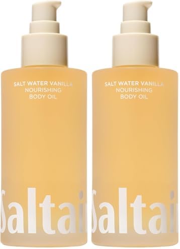 Saltair Body Oil - Luxurious Salt Water Vanilla After Shower and Bath Oil for Women and Men. Botanical, Non-Greasy, Well-Absorbing Moisturizer for Hydrating Dry Skin – 4oz Pump Bottle (Pack of 2) by Saltair