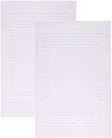 Superior Heavyweight Cotton Bath Mats, Bath Rugs For Bathroom Accessories, Washable Rug For Shower, Bath, Toilet, Modern Decor, No Backing, Luxury Hotel And Spa Quality, Set of 2, 22" x 35", White by SUPERIOR