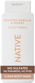 Native Clean Body Wash, Gentle & pH-balanced for Sensitive Skin, 24-Hr Freshness for Women & Men, Vegan & Cruelty-Free, Free of Sulfates & Parabens, Toasted Vanilla & Honey, 18 fl oz by Native