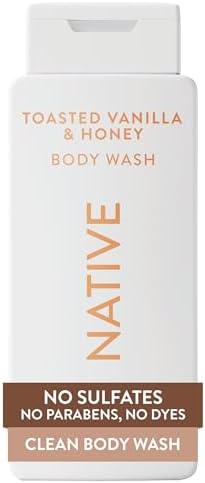 Native Clean Body Wash, Gentle & pH-balanced for Sensitive Skin, 24-Hr Freshness for Women & Men, Vegan & Cruelty-Free, Free of Sulfates & Parabens, Toasted Vanilla & Honey, 18 fl oz by Native