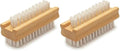 Konex Non-Slip Wooden Two-sided Hand and Nail Brush. Fingernail Brush for Nail Cleaning and Scrubbing. Heavy duty Stiff Nail Brush for Travel. Mechanic hand scrub brush with molded grip. (Pack of 2) by Konex