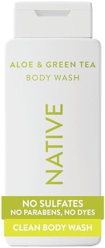 Native Clean Body Wash, Gentle & pH-balanced for Sensitive Skin, 24-Hr Freshness for Women & Men, Vegan & Cruelty-Free, Free of Sulfates, Parabens & Phthalates, Aloe & Green Tea, 18 Fl Oz (Pack of 6) by Native