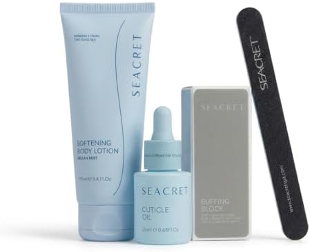 SEACRET Nail Care Collection – Dead Sea Mineral Manicure Kit with Nail File, 3-Way Buffer, Cuticle Oil, Body Lotion for DIY Home Manicure & Pedicure, Buffer Nail File, Nail Buffer, Nail Care Kit by Unknown