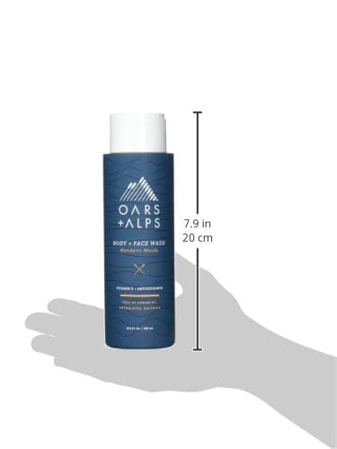 Oars + Alps Body Wash for Men, Mens Body Wash & Face Cleanser with Vitamin E & Antioxidants, Moisturizing, Paraben & Sulfate Free Cleanser, Mandarin Woods, 1pk