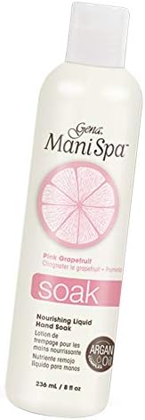 Gena Mani Spa Liquid Hand Soak | Softens, Moisturizes Hands, Nails, and Cuticles for Great Manicure Pre Treatment | Made in the Usa |Grapefruit Scent |8 Oz by Gena