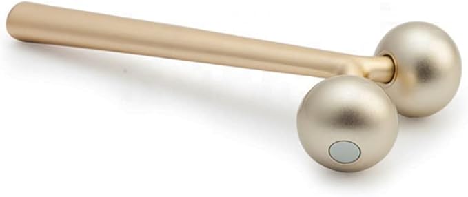 Facial Cooling Metal Gold Roller Massager, Contours Jawline, Promotes Lymphatic Drainage & Puffiness Reducer. Brighter, Smoother, Tighter Neck & Face Gym Exercise Anti-Aging, Not Jade.