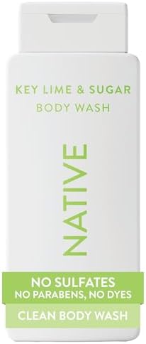 Native Clean Body Wash, Gentle & pH-balanced for Sensitive Skin, 24-Hr Freshness for Women & Men, Vegan & Cruelty-Free, Free of Sulfates & Parabens, Key Lime & Sugar, 18 fl oz by Native