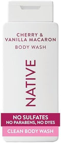 Native Clean Body Wash, Gentle & pH-balanced for Sensitive Skin, 24-Hr Freshness for Women & Men, Vegan & Cruelty-Free, Free of Sulfates & Parabens, Cherry & Vanilla Macaron, 18 fl oz by Unknown
