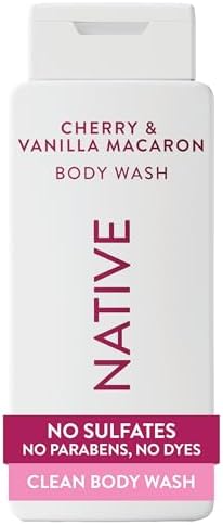 Native Clean Body Wash, Gentle & pH-balanced for Sensitive Skin, 24-Hr Freshness for Women & Men, Vegan & Cruelty-Free, Free of Sulfates & Parabens, Cherry & Vanilla Macaron, 18 fl oz by Unknown