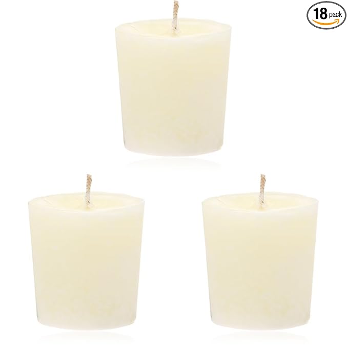 Aroma Naturals Votive Candles with Orange Clove and Cinnamon Essential Oil White Scented, Peace Pearl, 5.5x3.75x2 Inch (Pack of 18)