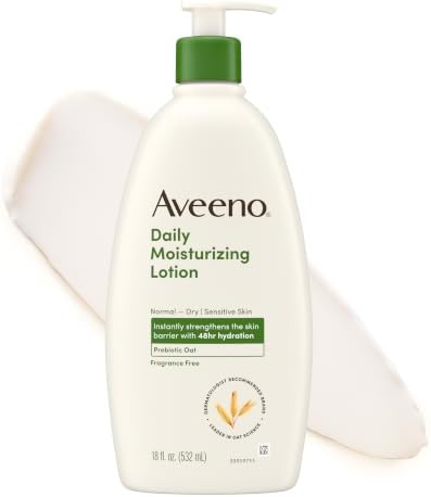 Aveeno Daily Moisturizing Body Lotion for Normal to Dry Skin, Moisturizer with Soothing Prebiotic Oat, Non Greasy, Non Comedogenic, Fragrance Free Body Lotion for Women & Men, 18 Fl Oz by Unknown