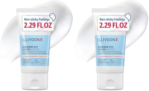 Illiyoon Ceramide Ato Lotion | Lightweight Moisturizer for Dry & Sensitive Skin, Barrier Repair for Face and Body, Mild for Babies, Vegan Certified, Korean Skincare, 2.29 fl.oz. (Pack of 2) by ILLIYOON