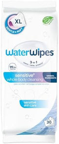 WaterWipes Sensitive Whole Body Cleansing Wipes, 99.9% Purified Water, XL Textured Wipes, Incontinence Care, Fragrance Free, 30 Count by WaterWipes