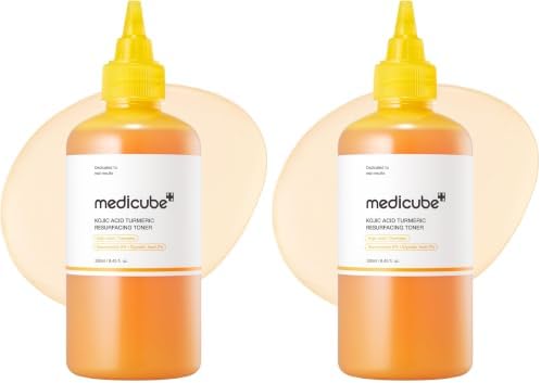 medicube Kojic Acid Turmeric Smoothing Toner for Face & Body | Lightweight Toner for Balancing Uneven Skin Tone & Texture | Niacinamide, Glycolic Acid for Clear Glass Skin | 8.45 fl.oz (Pack of 2) by medicube