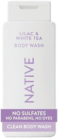 Native Clean Body Wash, Gentle & pH-balanced for Sensitive Skin, 24-Hr Freshness for Women & Men, Vegan & Cruelty-Free, Free of Sulfates, Parabens & Phthalates, Lilac & White Tea, 18fl oz by Native