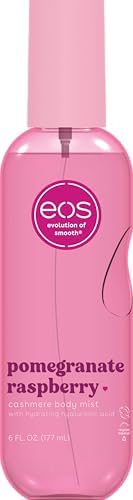 eos Cashmere Body Mist, Pomegranate Raspberry, body spray for women, hair mist, fruity, moisturizing, hyaluronic acid, glycerin, vegan, cruelty-free, 6 fl oz by eosproducts