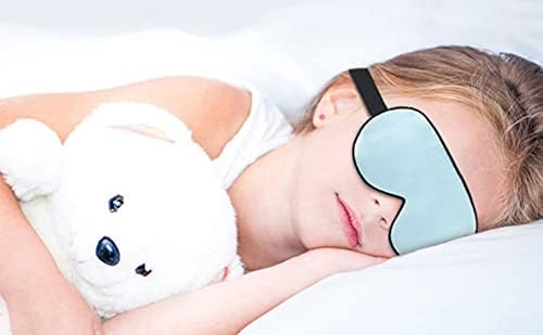 CHILDHOOD Super Soft Silk Sleep Mask for Kids with Adjustable Strap-Silk Eye Mask for Sleeping Blocking Lights (Blue & Pink)
