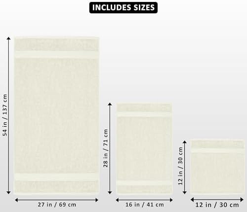 Utopia Towels 8 Piece Majestic Plush Luxury Towel Set, Cotton, Ivory - Image 2