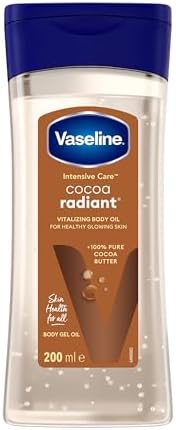 Vaseline Intensive Care Cocoa Radiant for Glowing Skin Body Gel Oil Made with Pure Cocoa Butter + Replenishing Oils 6.8 fl oz by Vaseline