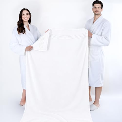 Cotton Paradise 100% Cotton Turkish Towel Set, Soft Absorbent Quick Dry, 2 Piece 35x70 Bath Sheet Set, Snow White - Image 5