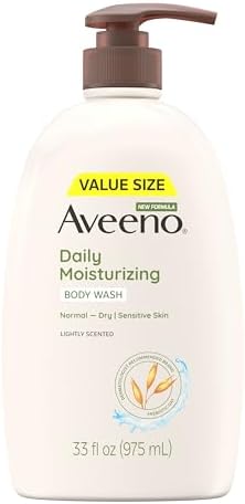 Aveeno Daily Moisturizing Body Wash for Women and Men for Dry & Sensitive Skin, Paraben, Soap & Dye-Free, Gentle Shower Cleanser, Dermatologist Recommended Brand, Lightly Scented, 33 Fl Oz (Pack of 3) by Aveeno