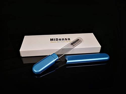 MiDenso Premium Glass Nail File with Case, Crystal Diamond Salon Best Beauty Nail Buffer for Natural and Acrylic Nails for Woman and Man, Blue - Image 2
