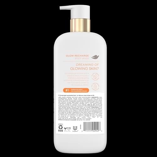Dove Serum Body Wash Glow Recharge illuminates & Exfoliates skin with brightening Vitamin C Serum 18.5 Fl Oz (Pack of 4) - Image 3