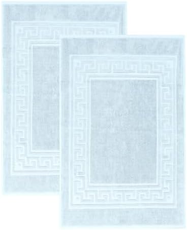 Superior Heavyweight Cotton Bath Mats, Bath Rugs For Bathroom Accessories, Washable Rug For Shower, Toilet, Modern Decor, No Backing, Luxury Hotel And Spa Quality, Set of 2, 22" x 35", Light Blue by SUPERIOR