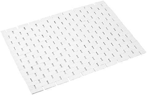 Bamboo Bath Mat Bathroom Rugs Floor Wood Shower Bathtub Waterproof Non Slip Accessories 16x24 Inch Easy to Clean, White, 1 pc by Fovlaurs
